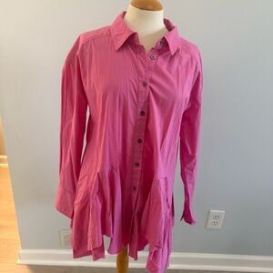We The Free Hot Pink Button-Down Tunic Shirt